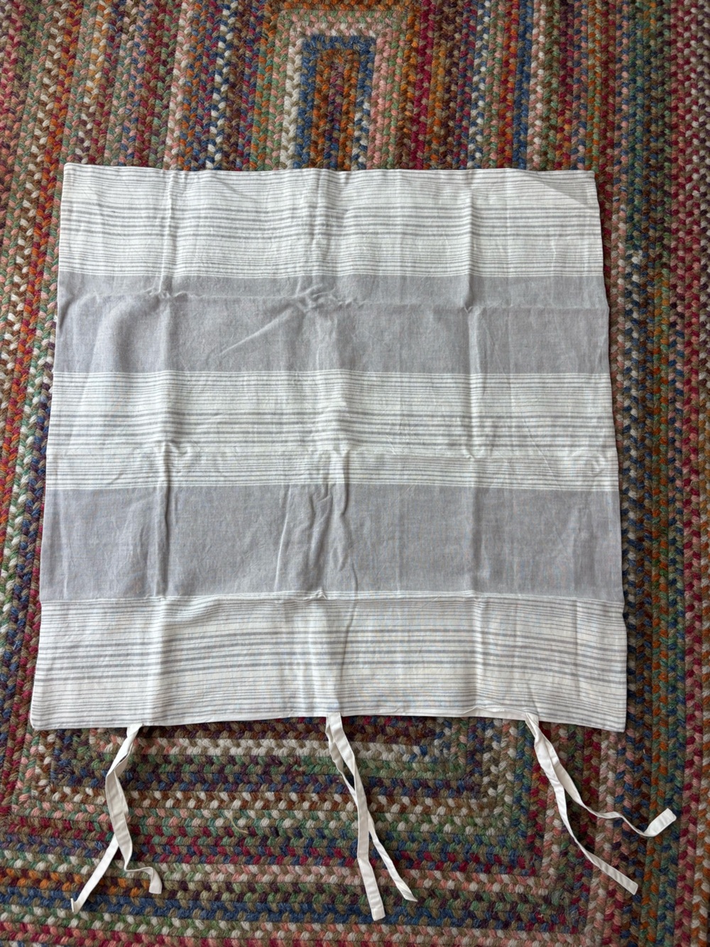 West Elm Cream and Gray Striped Linen Euro Sham